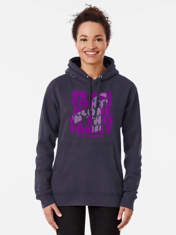 in This Family No One Fights Alone Womens Hoodie Pullover Fleece Sweatshirt with Pocket