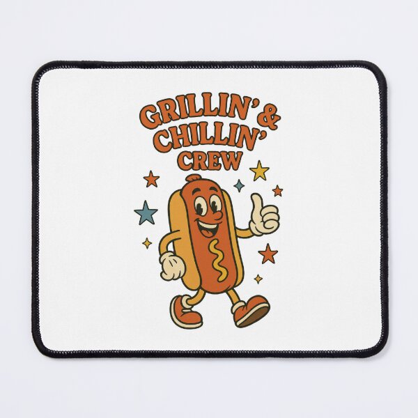 Item preview, Grillin’ & Chillin’ Crew – Funny Retro Hot Dog BBQ Party Design designed and sold by inkoutninja.