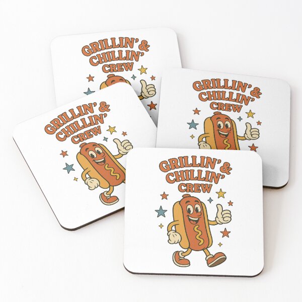Item preview, Grillin’ & Chillin’ Crew – Funny Retro Hot Dog BBQ Party Design designed and sold by inkoutninja.