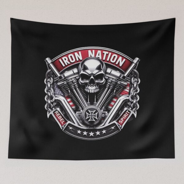 Item preview, Iron Nation Skull Rebel Spirit Motorcycle Biker Design designed and sold by DeimosArtIntl.