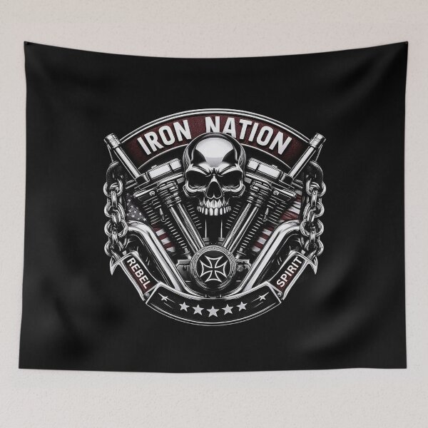 Item preview, Iron Nation Skull Rebel Spirit Motorcycle Art Design designed and sold by DeimosArtIntl.