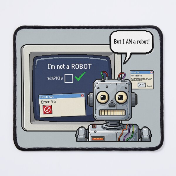 Item preview, Retro Robot and the Captcha Conundrum designed and sold by kornkobart.