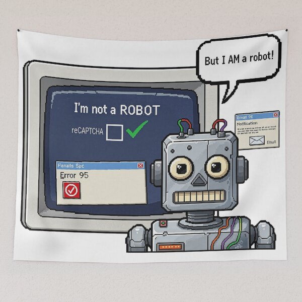 Item preview, Retro Robot and the Captcha Conundrum designed and sold by kornkobart.