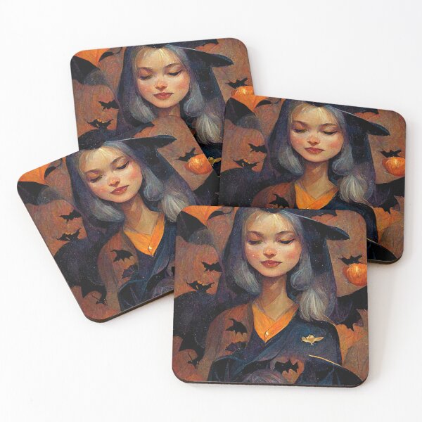 Item preview, HALLOWEEN WITCH GIRL WITH BATS AND PUMPKINS designed and sold by davidjulie.