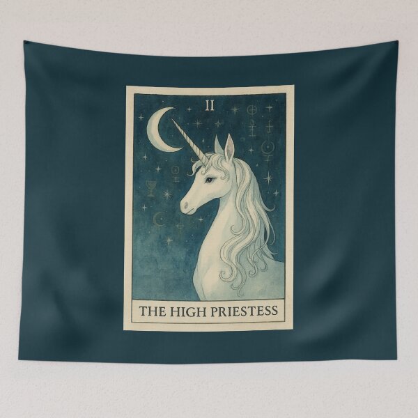 Item preview, The High Priestess – Unicorn Tarot Card | The Last Unicorn Fan Art designed and sold by Feral Confetti.