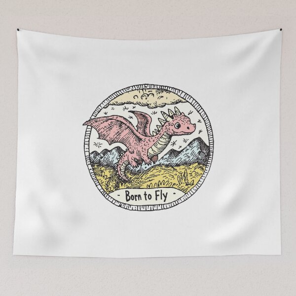 Item preview, Flying Dragon – Born to Fly fantasy illustration designed and sold by Blanket Ink.