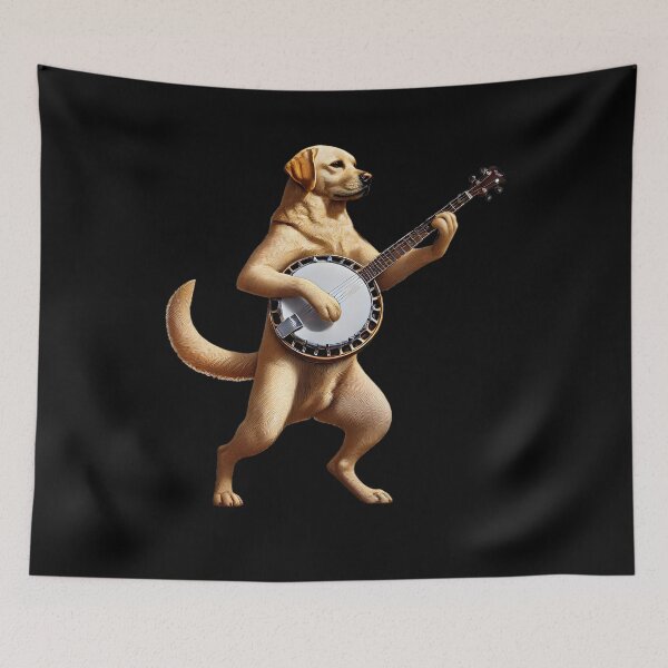 Item preview, Labrador Retriever Playing Banjo Player Dog Lover designed and sold by Kimberley King Art  King Art.