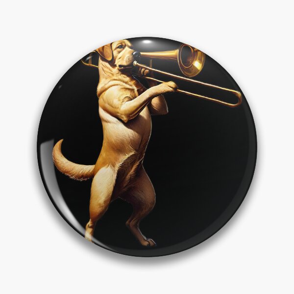 Artikelvorschau, Labrador Retriever spielt Posaune Spieler Hundeliebhaber entworfen und verkauft von Kimberley King Art  King Art.