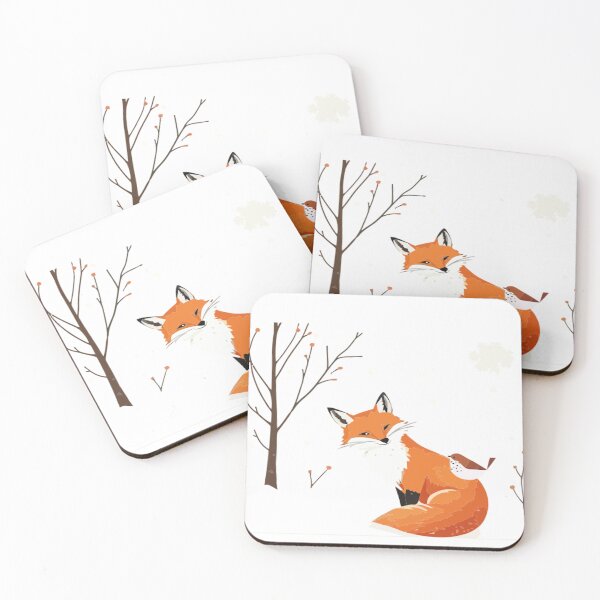 Item preview, Minimalist Fox Bird Cute Animals Winter Forest designed and sold by countrymouse.