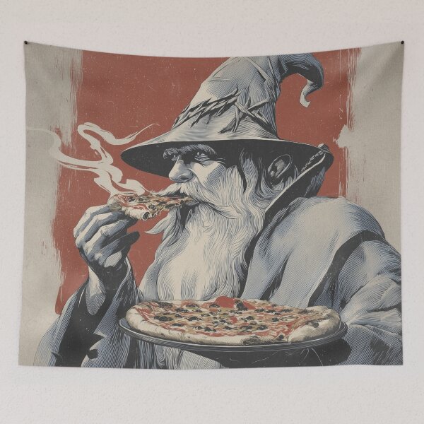 Item preview, Pizza Wizard — Vintage Woodcut designed and sold by ArgentoArt.