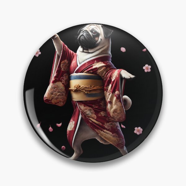 Artikelvorschau, Mops Japanische Kunst Kimono Harajuku Hundeliebhaber entworfen und verkauft von Kimberley King Art King Art.