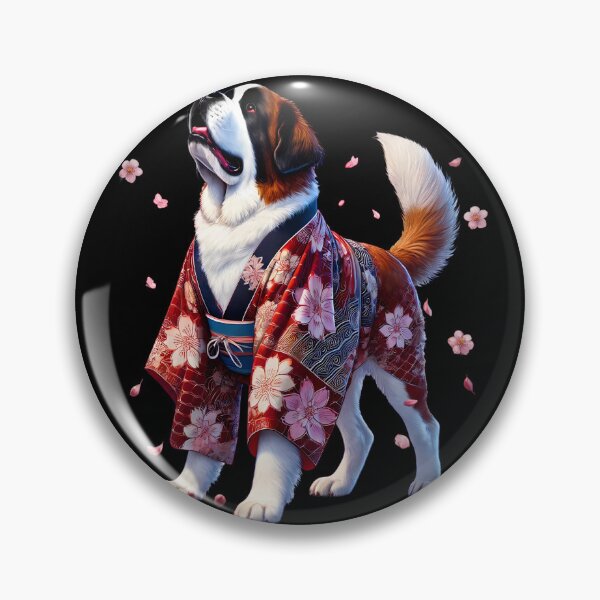Artikelvorschau, Bernhardiner Japanische Kunst Kimono Harajuku Hundeliebhaber entworfen und verkauft von Kimberley King Art King Art.