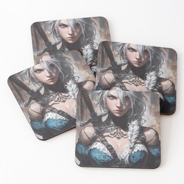 Item preview, Kaine NieR Automata Fierce Tattoo Warrior Forest Gaze Silver Game Girl designed and sold by SuperTeamCanada.