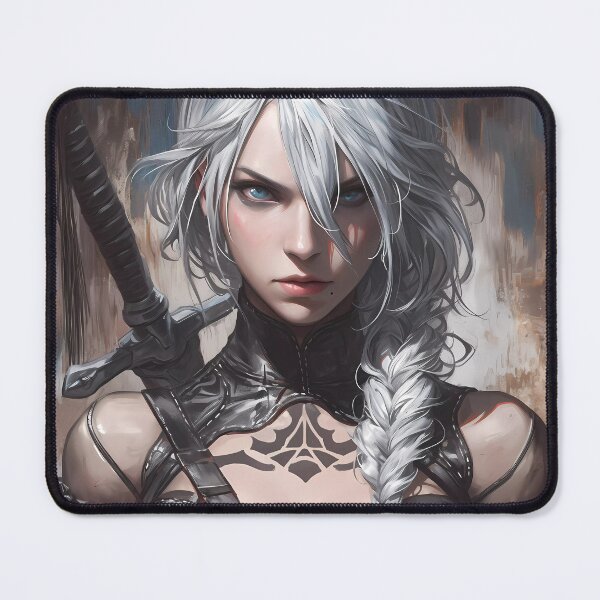 Item preview, Kaine NieR Automata Fierce Tattoo Warrior Forest Gaze Silver Game Girl designed and sold by SuperTeamCanada.