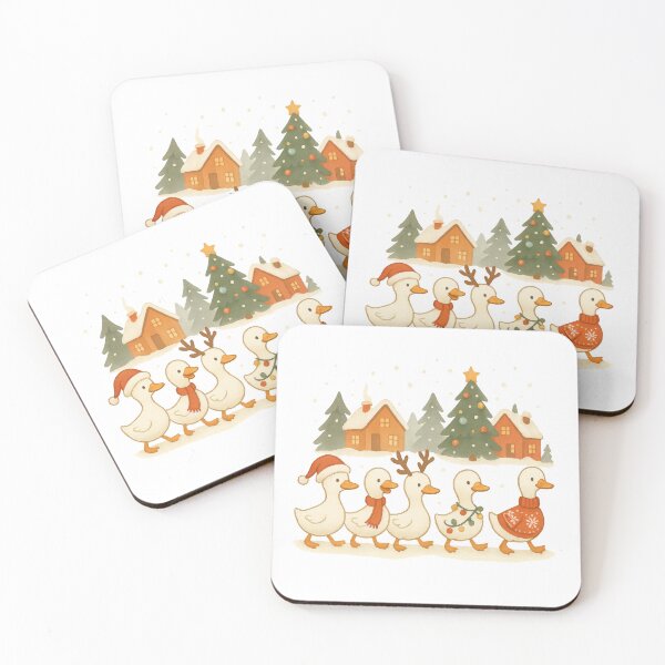 Item preview, Cute Christmas Ducks – Festive Holiday Village Winter Duck Parade Design designed and sold by inkoutninja.