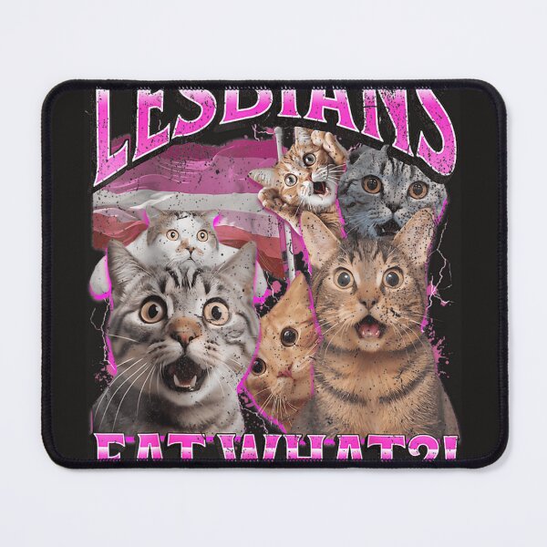 Item preview, Lesbians Eat What Funny Cat Gay Pride Lgbtq Pun designed and sold by ShalandrJones7.