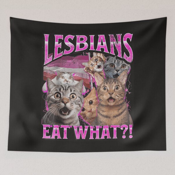 Item preview,  Lesbians Eat What Funny Cat Gay Pride Lgbtq Pun designed and sold by ShalandrJones7.