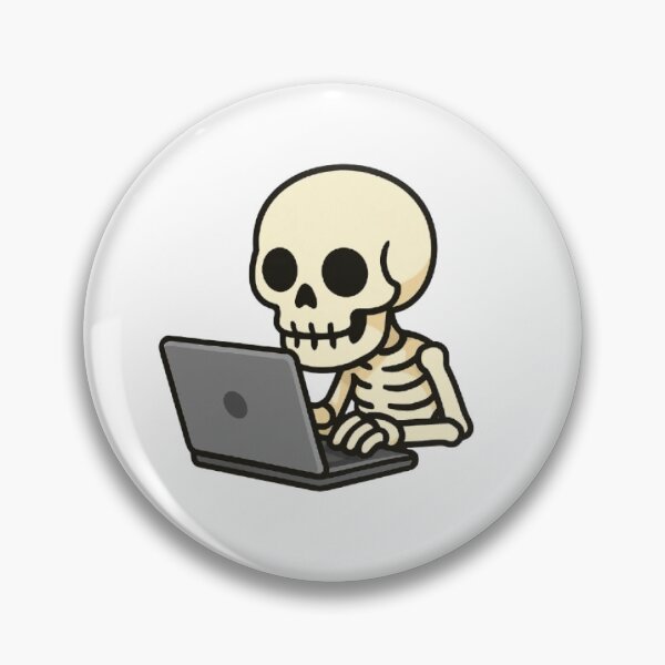 Artikelvorschau, Lustiges Skelett auf Laptop entworfen und verkauft von FLATVAC STICKER.