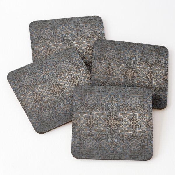 Item preview, Black Grey, Brown,  Mural Mosaic, Dark Theme, Diagonal Repeated Hexagonal Pattern Textures  designed and sold by Digital-Davinci.