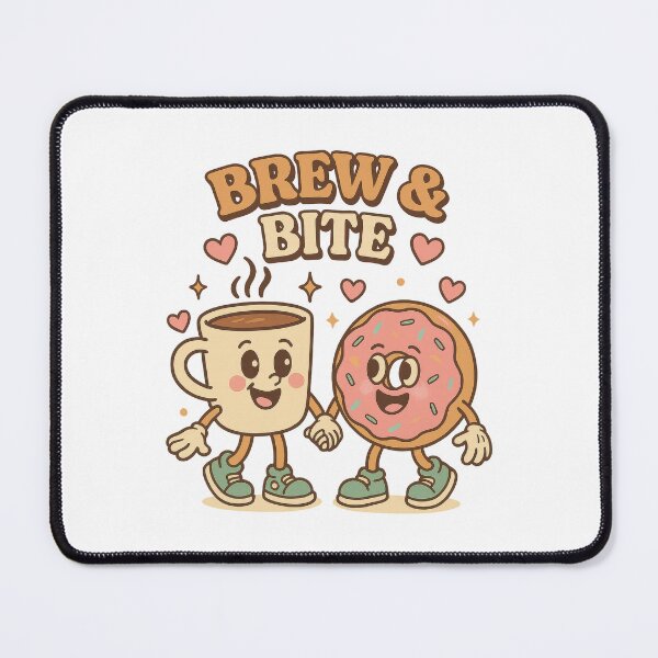 Item preview, Brew & Bite – Cute Coffee and Donut Couple Cartoon Design designed and sold by inkoutninja.
