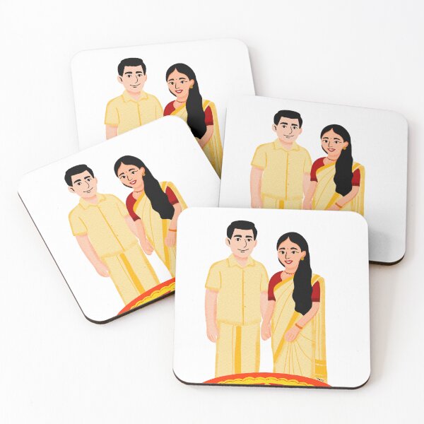 Item preview, Cute Malayali Couple Celebrating Onam Together designed and sold by NAYANA S KUMAR.