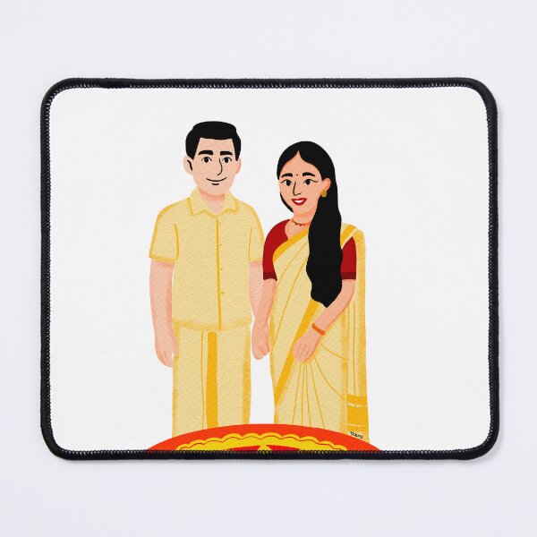 Item preview, Cute Malayali Couple Celebrating Onam Together designed and sold by NAYANA S KUMAR.