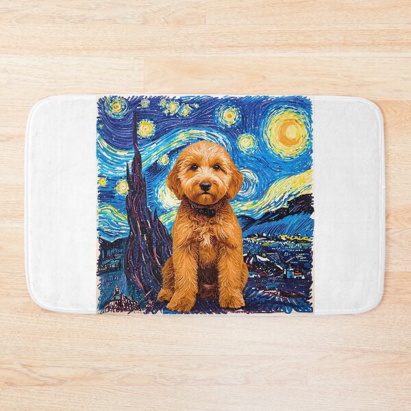 Item preview, Mini Goldendoodle in Starry Night Crayon Art – Artistic Dog Lover Design designed and sold by Fredster1966.