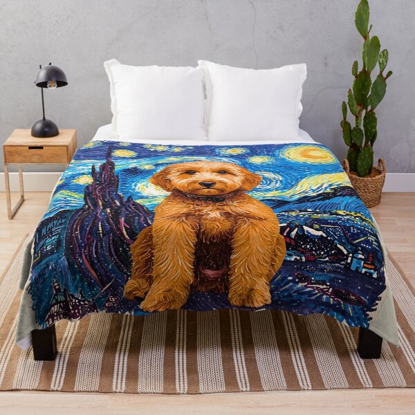 Item preview, Mini Goldendoodle in Starry Night Crayon Art – Artistic Dog Lover Design designed and sold by Fredster1966.