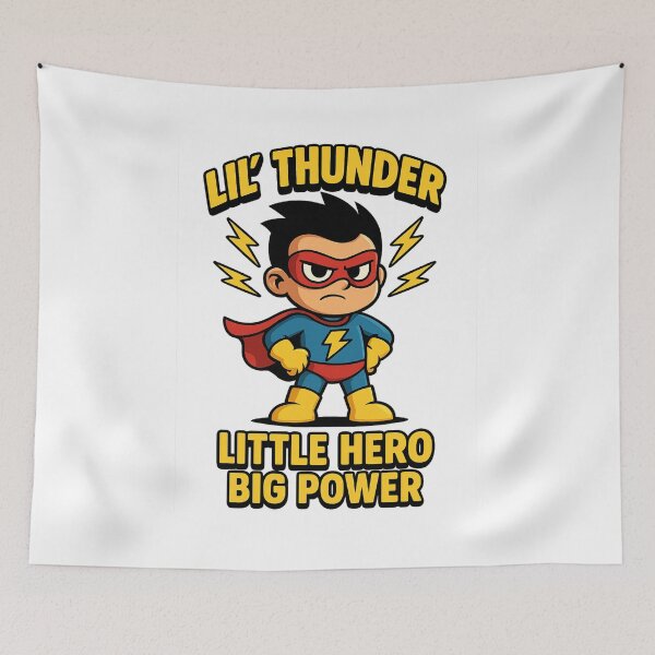 Item preview, Funny Superhero Cartoon - Lil’ Thunder | Little Hero Big Power Design designed and sold by Epic Threads Designs.