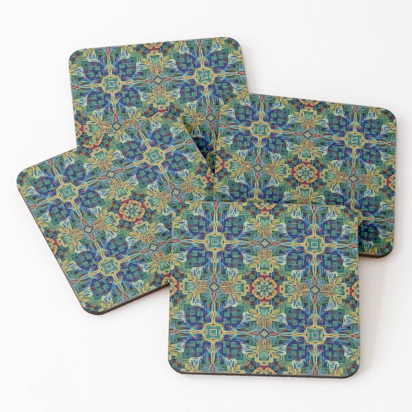Item preview, Blue, Yellow, Multicolor, tesselate, kaleidoscope, Diagonal Repeated Hexagonal Pattern Textures designed and sold by Digital-Davinci.