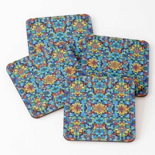 Item preview, Bright , Colorful, Blue, Yellow, Multicolor, tesselate, kaleidoscope, Diagonal Repeated Hexagonal Pattern Textures designed and sold by Digital-Davinci.