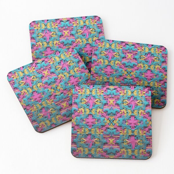 Item preview, Bright , Colorful, pink, Blue, Yellow, Multicolor, tesselate, kaleidoscope, Diagonal Repeated Hexagonal Pattern Textures designed and sold by Digital-Davinci.