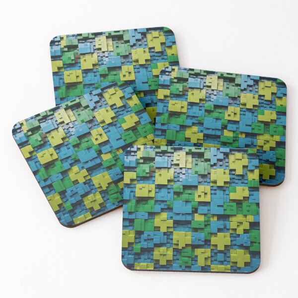 Item preview, Yellow Blue Green, 3D Block Squares Rectangular Jigsaw Tetris Like Tiles Design designed and sold by Digital-Davinci.