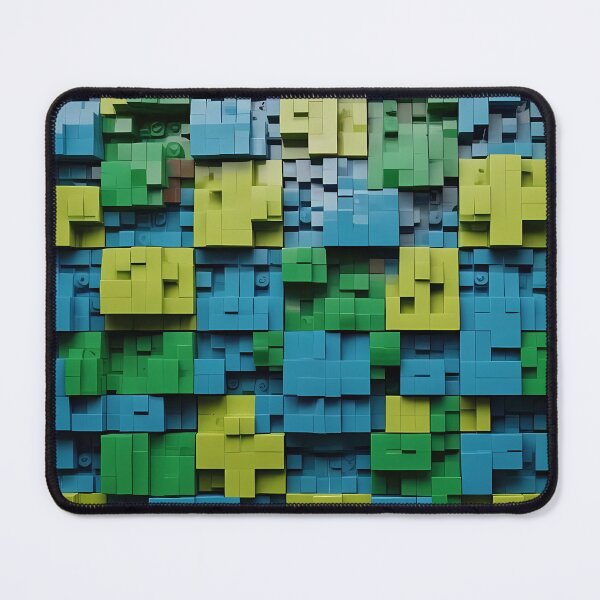 Item preview, Yellow Blue Green, 3D Block Squares Rectangular Jigsaw Tetris Like Tiles Design designed and sold by Digital-Davinci.