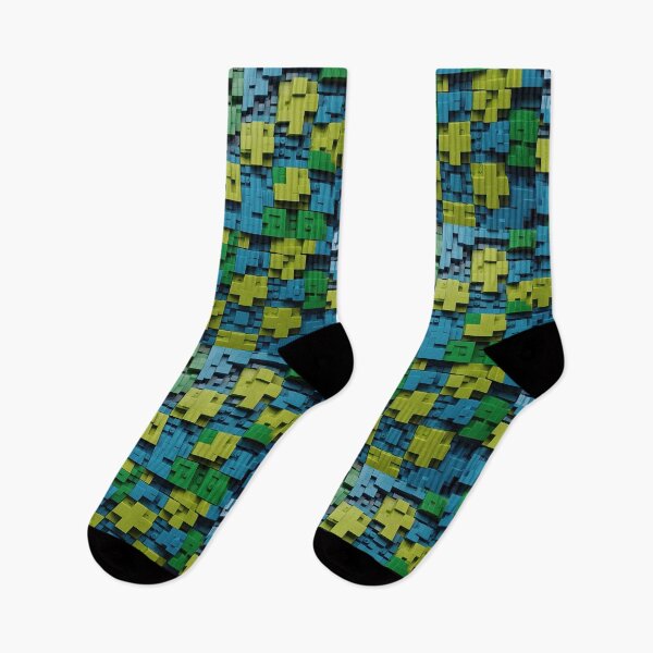 Item preview, Yellow Blue Green, 3D Block Squares Rectangular Jigsaw Tetris Like Tiles Design designed and sold by Digital-Davinci.