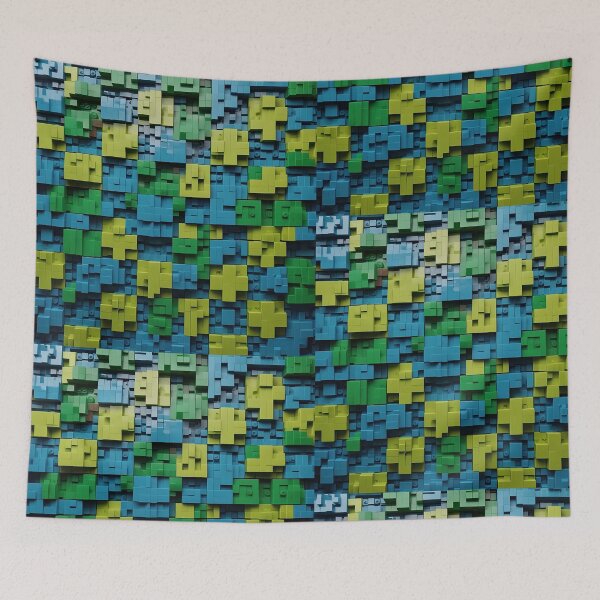 Item preview, Yellow Blue Green, 3D Block Squares Rectangular Jigsaw Tetris Like Tiles Design designed and sold by Digital-Davinci.