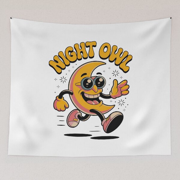 Item preview, Night Owl Moon Runner, Retro Cartoon Vibes for Late-Night Legends designed and sold by graphic-genie.
