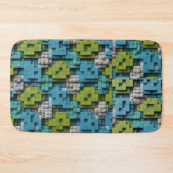 Item preview, White, Yellow Blue Green, 3D Block Squares Rectangular Jigsaw Tetris Like Tiles Design designed and sold by Digital-Davinci.