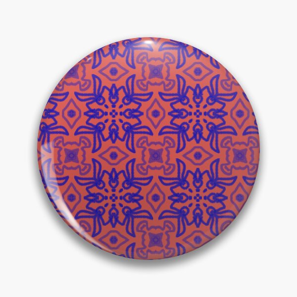 Item preview, Seamless floral pattern in a rectangular frame alternating with red flowers with small tentacles. on the blue background designed and sold by PWDigitalArt.