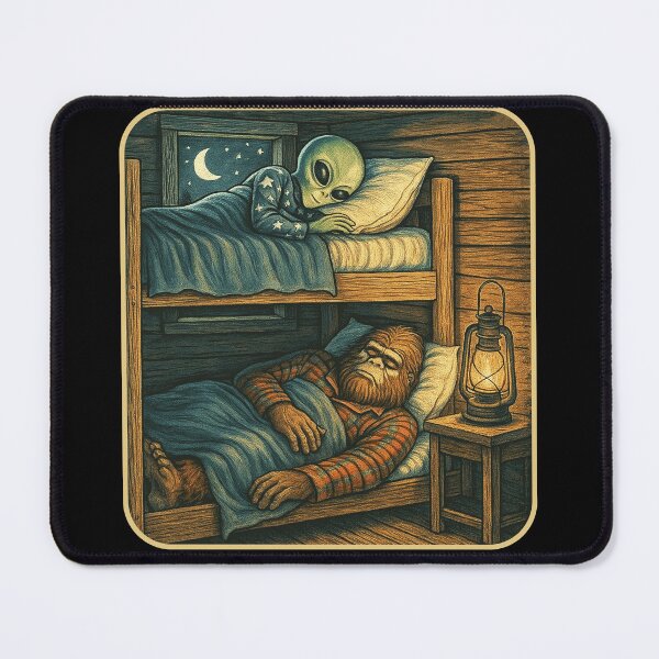 Item preview, Bigfoot and Alien Sleeping Shirt Nap Sleep Sleepover Sasquatch designed and sold by BlueBerry-Pengu.