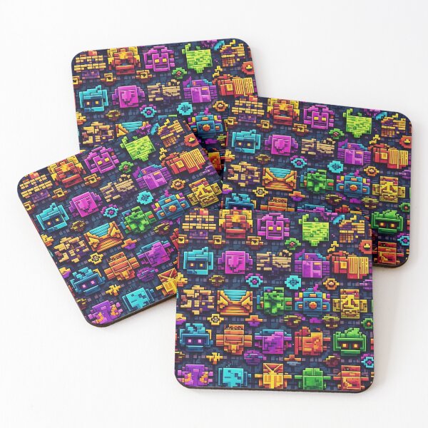 Item preview, Robot theme, Saturated, Retro video games graphics,  Diagonal Repeated Hexagonal Pattern Textures  designed and sold by Digital-Davinci.