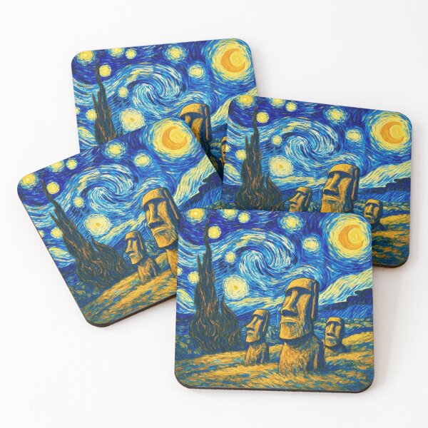 Item preview, Moai Statues Under Starry Night designed and sold by Myra365Art.