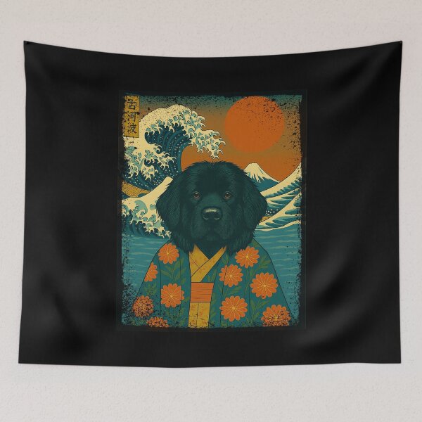Item preview, Newfoundland Japanese Kanagawa Wave Kimono Dog Mom Dad Kids designed and sold by FurryHavenPH.