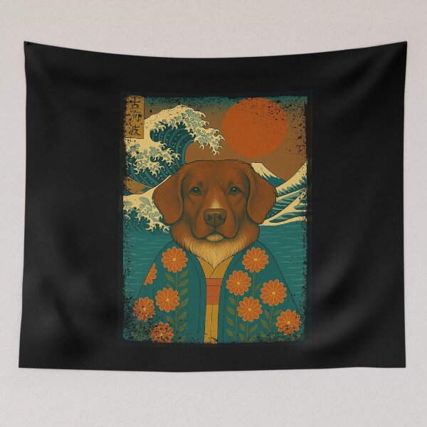Item preview, Nova Scotia Duck Tolling Retriever Toller Japanese Kanagawa Wave Kimono Dog Mom Dad Kids designed and sold by FurryHavenPH.