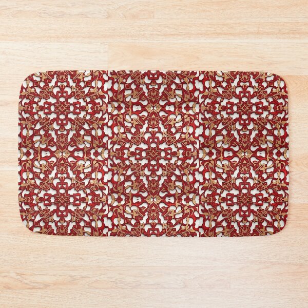 Item preview, Red Beige White,   Mural Mosaic, Dark Theme, Diagonal Repeated Hexagonal Pattern Textures  designed and sold by Digital-Davinci.