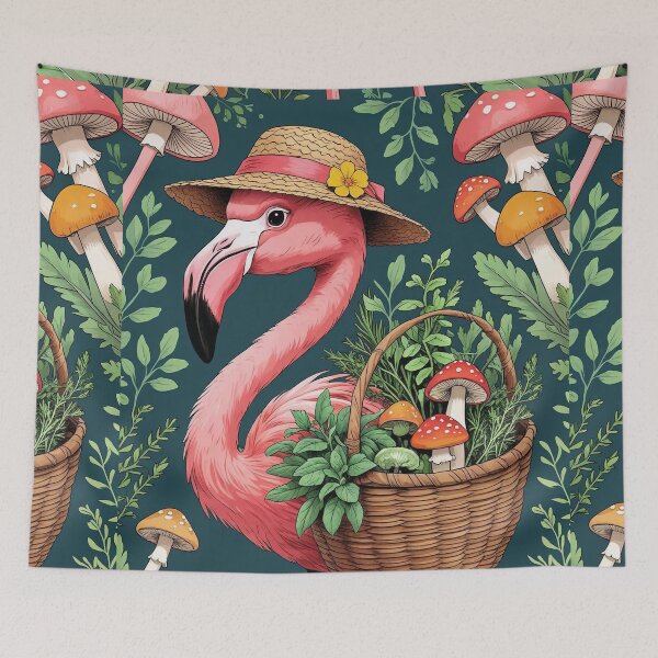 Item preview, Foraging Flamingo – Cottagecore Whimsy designed and sold by Deezyned.