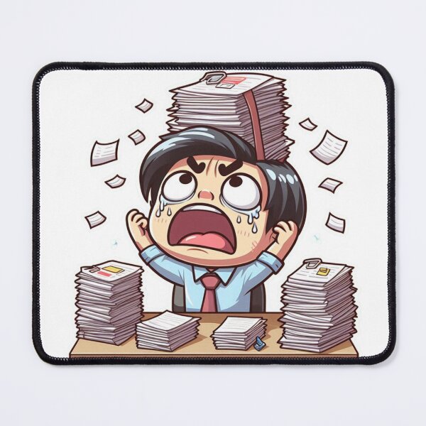Item preview, Overwhelmed Office Worker Cartoon Design designed and sold by CalmMatterStudio.