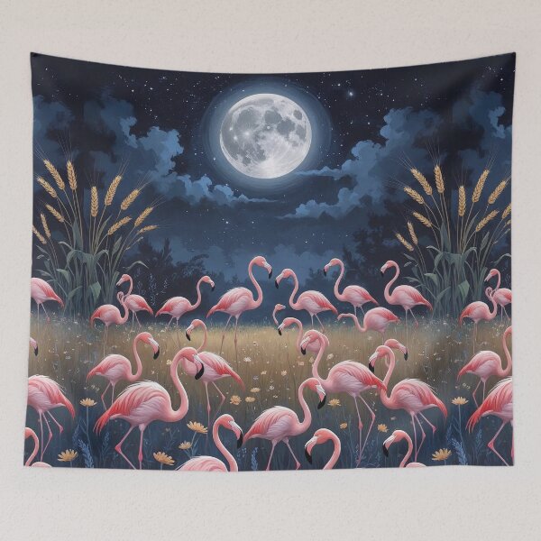 Item preview, Harvest Moon Flamingos – Cottagecore Night Magic designed and sold by Deezyned.