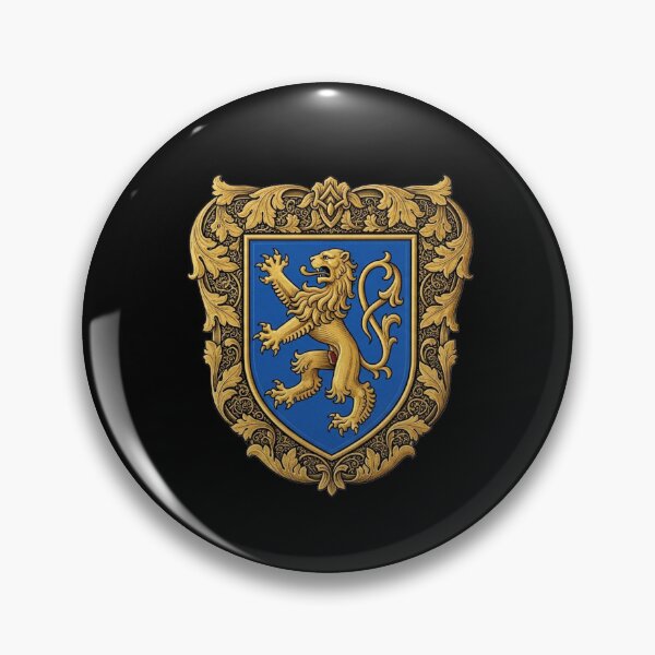 Item preview, Heraldic Majesty: The Golden Lion of the Royal Blue Field Shield of a Victorious Knight designed and sold by TheRoyalCrest.