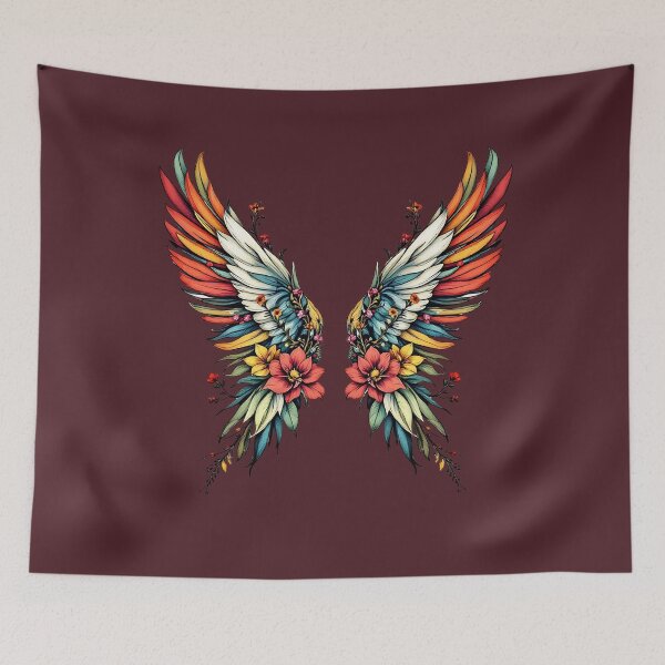 Item preview, Floral Angel Wings Illustration designed and sold by BirdsnStuff.